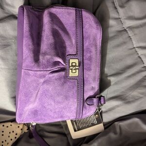 B. Makowsky Vibrant Purple Suede Clutch On The Small Side